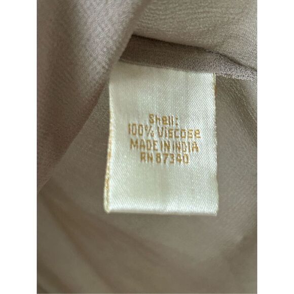 Gold Hawk Tassel Front Long Sleeve Peasant Blouse Womens Tan Size XS - Picture 7 of 8